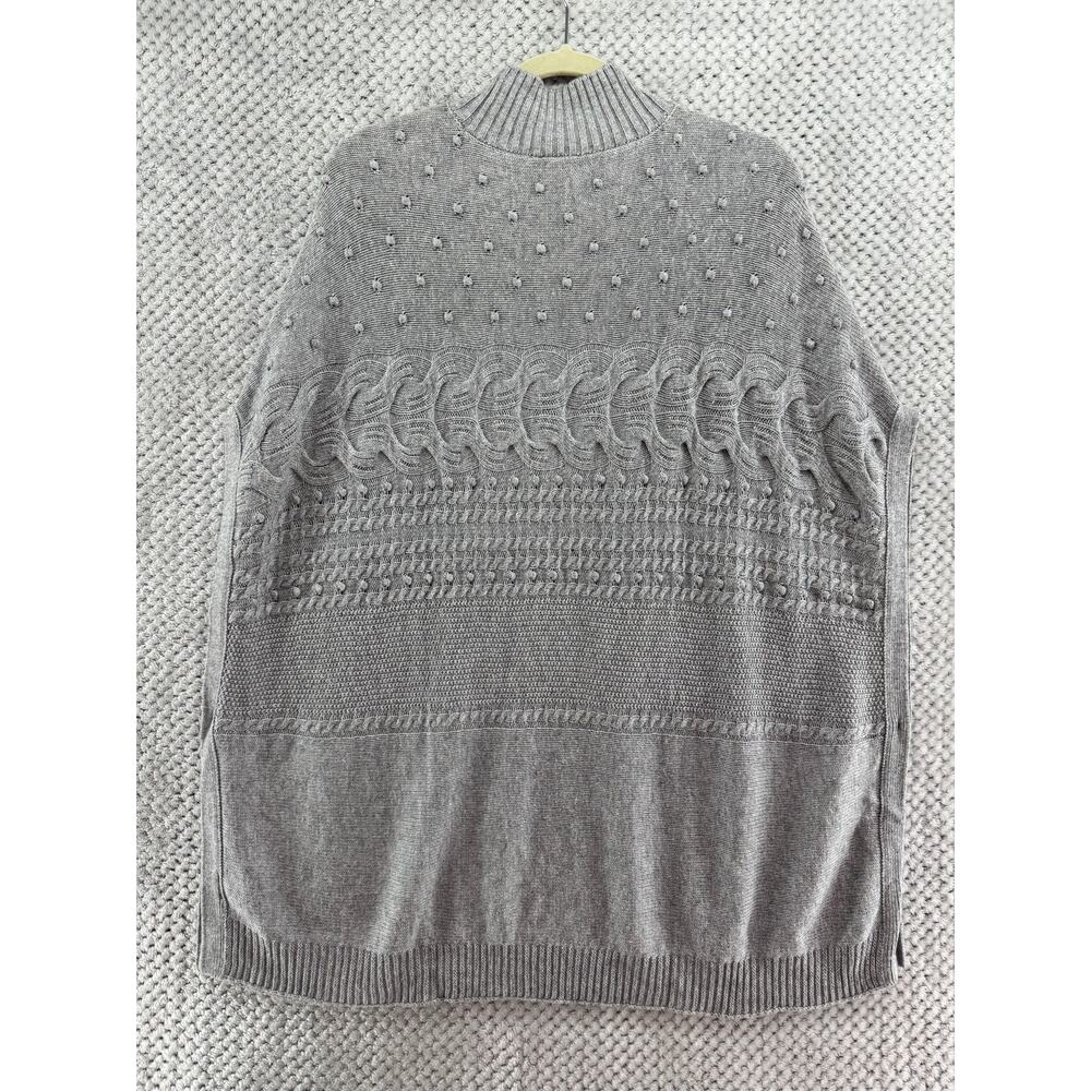 Talbots Sweater Poncho Womens S Gray Knit Mock Neck - Picture 4 of 7